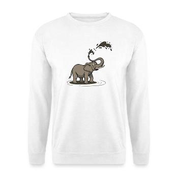 Dreck Schwingender Cartoon Elefant Spaß - Unisex Pullover - Weiß - Vorne - Alina (178cm) & Michal (187cm)