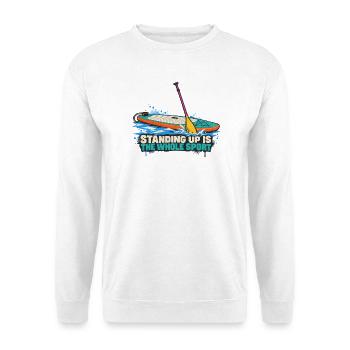 Stand Up Paddling: Ganzheitssport - Unisex Pullover - Weiß - Vorne - Alina (178cm) & Michal (187cm)