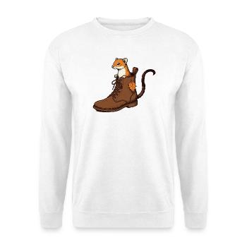 Hermelin im Herbstschuh - Unisex Pullover - Weiß - Vorne - Alina (178cm) & Michal (187cm)