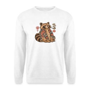 Katzenkoi Tattoo mit Pfeife - Unisex Pullover - Weiß - Vorne - Alina (178cm) & Michal (187cm)