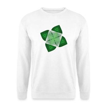 Grünes Geometrie Fraktal - Unisex Pullover - Weiß - Vorne - Alina (178cm) & Michal (187cm)