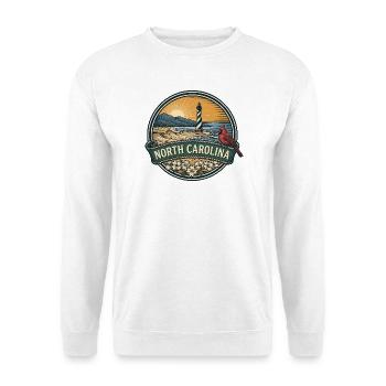 North Carolina Outer Banks Retro-Reisegeschenk - Unisex Pullover - Weiß - Vorne - Alina (178cm) & Michal (187cm)