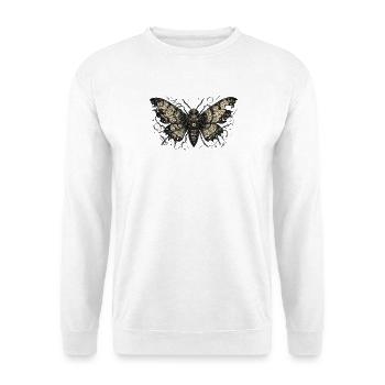 Steampunk-Motte mit Schlüsselflügeln - Unisex Pullover - Weiß - Vorne - Alina (178cm) & Michal (187cm)