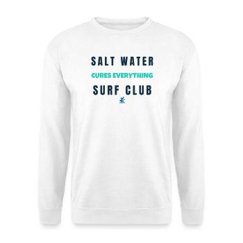 Salt Water Cures Everything Surf Club - Unisex Pullover - Weiß - Vorne - Alina (178cm) & Michal (187cm)