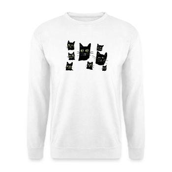 Mitternachts-Katzenaugen-Muster - Unisex Pullover - Weiß - Vorne - Alina (178cm) & Michal (187cm)