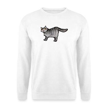 Schnurrbart-Aquarellkatze - Unisex Pullover - Weiß - Vorne - Alina (178cm) & Michal (187cm)