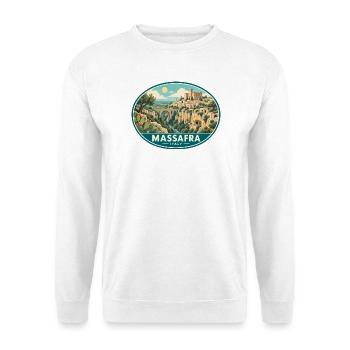 Erleben Sie Massafra in Italien – Vintage-Reisen in Apulien - Unisex Pullover - Weiß - Vorne - Alina (178cm) & Michal (187cm)