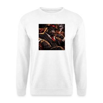 Gorilla-Dandy im Smoking und Zigarre - Unisex Pullover - Weiß - Vorne - Alina (178cm) & Michal (187cm)
