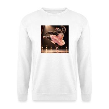 Gorilla-Ballerina-Pink in Tutu - Unisex Pullover - Weiß - Vorne - Alina (178cm) & Michal (187cm)