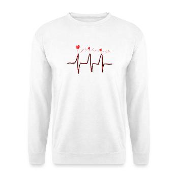 Heartbeat Love - Herzschlag Love, Liebe, Αγάπη - Unisex Pullover - Weiß - Vorne - Alina (178cm) & Michal (187cm)