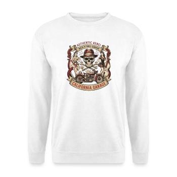California Rebel Skull Garage - Unisex Pullover - Weiß - Vorne - Alina (178cm) & Michal (187cm)