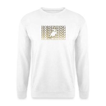 Goldenes Reiterdesign - Unisex Pullover - Weiß - Vorne - Alina (178cm) & Michal (187cm)