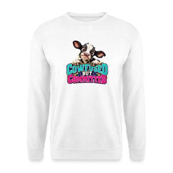 Cowfused But Committed - Unisex Pullover - Weiß - Vorne - Alina (178cm) & Michal (187cm)