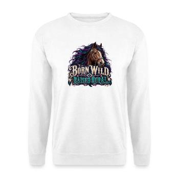 Geboren Wild, Ländlich Aufgewachsen - Unisex Pullover - Weiß - Vorne - Alina (178cm) & Michal (187cm)