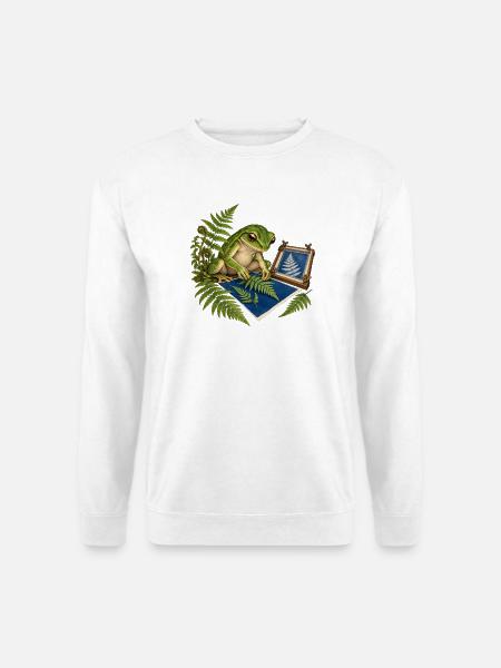 Frosch fertigt eine Farn-Cyanotypie - Unisex Pullover - Weiß
