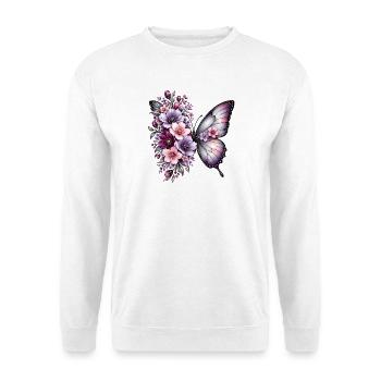 Blütenfalter Traumpracht - Unisex Pullover - Weiß - Vorne - Alina (178cm) & Michal (187cm)