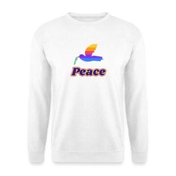 Friedenstaube Retro – Peace Taube 70er - Unisex Pullover - Weiß - Vorne - Alina (178cm) & Michal (187cm)