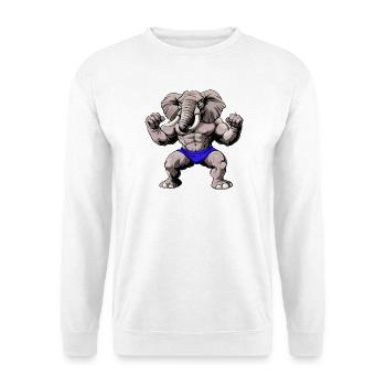 Fitness Elefanten - Unisex Pullover - Weiß - Vorne - Alina (178cm) & Michal (187cm)