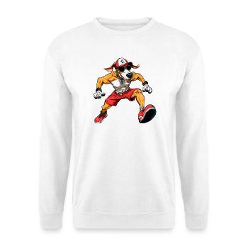 Hunde Fitness / Laufender Hund - Unisex Pullover - Weiß - Vorne - Alina (178cm) & Michal (187cm)