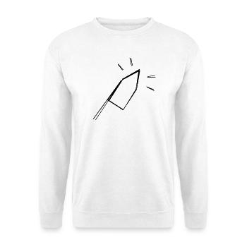 Silvesterrakete handgezeichnet - Unisex Pullover - Weiß - Vorne - Alina (178cm) & Michal (187cm)