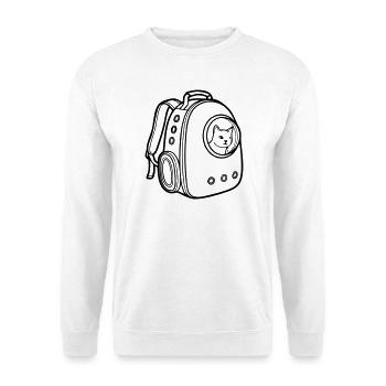 Katzenrucksack Transport Icon - Unisex Pullover - Weiß - Vorne - Alina (178cm) & Michal (187cm)