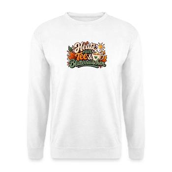 Tee & Blätterrauschen Cozy Herbst Shirt für Herbst - Unisex Pullover - Weiß - Vorne - Alina (178cm) & Michal (187cm)
