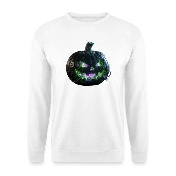 Steampunk-Neon-Kürbis der Zahnräder - Unisex Pullover - Weiß - Vorne - Alina (178cm) & Michal (187cm)