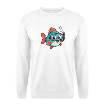 Fisch mit Schnorchel - Unisex Pullover - Weiß - Vorne - Alina (178cm) & Michal (187cm)