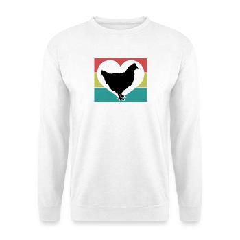 Huhn Herz Silhouette - Unisex Pullover - Weiß - Vorne - Alina (178cm) & Michal (187cm)