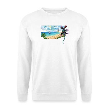 Eidechse - Unisex Pullover - Weiß - Vorne - Alina (178cm) & Michal (187cm)