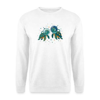 Weltraumschildkröten - Unisex Pullover - Weiß - Vorne - Alina (178cm) & Michal (187cm)