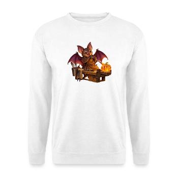 Fledermaus bläst einen Glaskürbis - Unisex Pullover - Weiß - Vorne - Alina (178cm) & Michal (187cm)