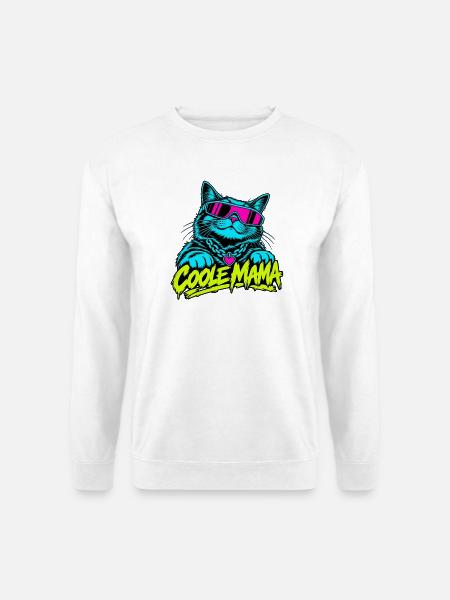 Coole Mama Katze Neon-Grafik - Unisex Pullover - Weiß