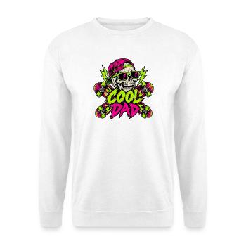 Neon Skull Dad Skater - Unisex Pullover - Weiß - Vorne - Alina (178cm) & Michal (187cm)