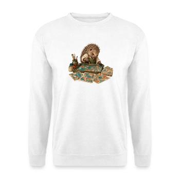 Stachelschwein marmoriert Papier - Unisex Pullover - Weiß - Vorne - Alina (178cm) & Michal (187cm)