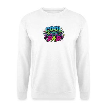 Retro Papa Neon Gaming - Unisex Pullover - Weiß - Vorne - Alina (178cm) & Michal (187cm)