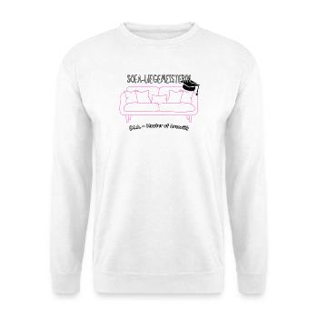 Sofa-Liegemeisterin - Unisex Pullover - Weiß - Vorne - Alina (178cm) & Michal (187cm)