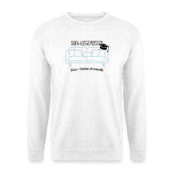 Sofa-Liegemeister: Master der Auszeit - Unisex Pullover - Weiß - Vorne - Alina (178cm) & Michal (187cm)