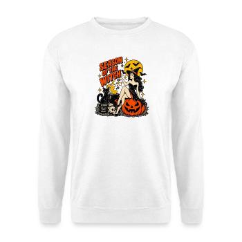 Season of the Witch Halloween-Illustration - Unisex Pullover - Weiß - Vorne - Alina (178cm) & Michal (187cm)