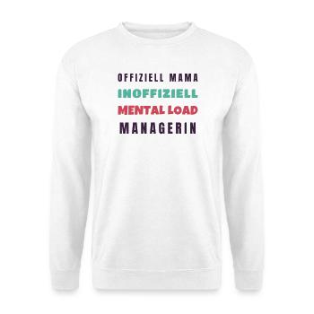 Offiziell Mama inoffiziell Mental Load - Unisex Pullover - Weiß - Vorne - Alina (178cm) & Michal (187cm)