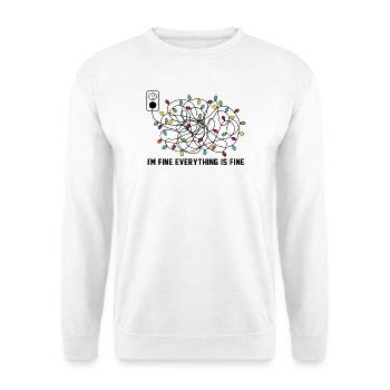 'm Fine Everything Is Fine Weihnachten Humor - Unisex Pullover - Weiß - Vorne - Alina (178cm) & Michal (187cm)
