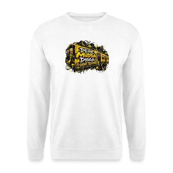 Techno-U-Bahn im Graffiti-Stil - Unisex Pullover - Weiß - Vorne - Alina (178cm) & Michal (187cm)