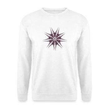 Geometrischer Sternstrahl-Muster - Unisex Pullover - Weiß - Vorne - Alina (178cm) & Michal (187cm)