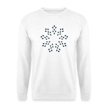 Dunkelblaue Geometrische Schneeflocke - Unisex Pullover - Weiß - Vorne - Alina (178cm) & Michal (187cm)