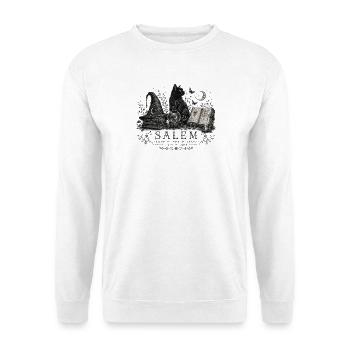 Salem 400 Jahre Witchy Black Cat Vintage Halloween - Unisex Pullover - Weiß - Vorne - Alina (178cm) & Michal (187cm)