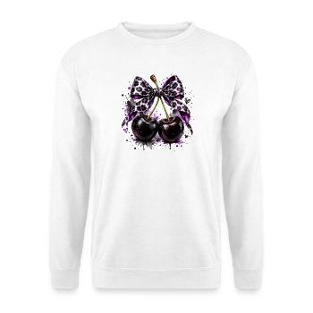 Lila Kirschband-Bow - Unisex Pullover - Weiß - Vorne - Alina (178cm) & Michal (187cm)