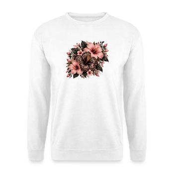 Leopard Hibiskus Fusion - Unisex Pullover - Weiß - Vorne - Alina (178cm) & Michal (187cm)