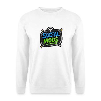 GEN Z ZITIERT TYPOGRAFIE-DESIGN – SOZIALER MODUS - Unisex Pullover - Weiß - Vorne - Alina (178cm) & Michal (187cm)