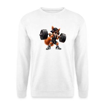 Fitness Eichhörnchen Gym Muskeln Bodybuilding - Unisex Pullover - Weiß - Vorne - Alina (178cm) & Michal (187cm)