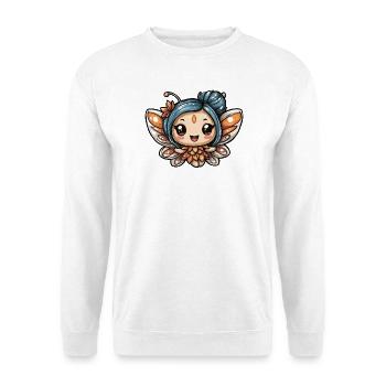 Blumenelfe mit blauer Mähne - Unisex Pullover - Weiß - Vorne - Alina (178cm) & Michal (187cm)